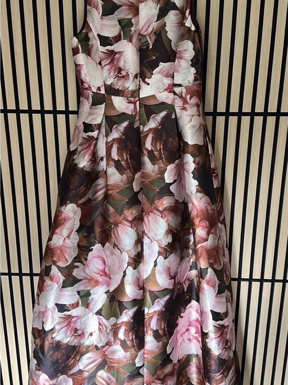 julia jordan Pink and Brown Floral A-Line Wedding Guest, Mother of Bride Dress